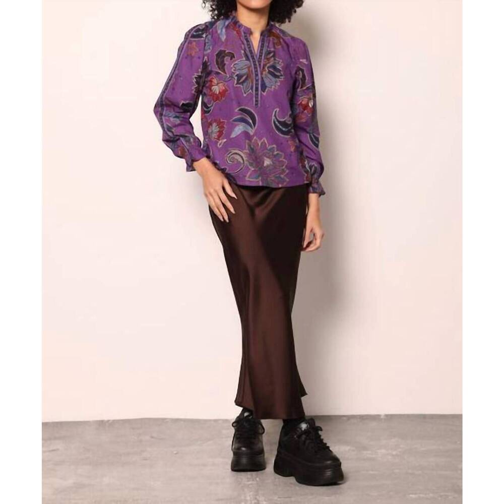 Maude Vivante Ashely Top in Purple Sparkle Paisley Blouse Size Small